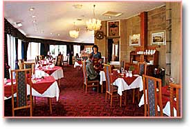 dining room, morangie hotel, scotland